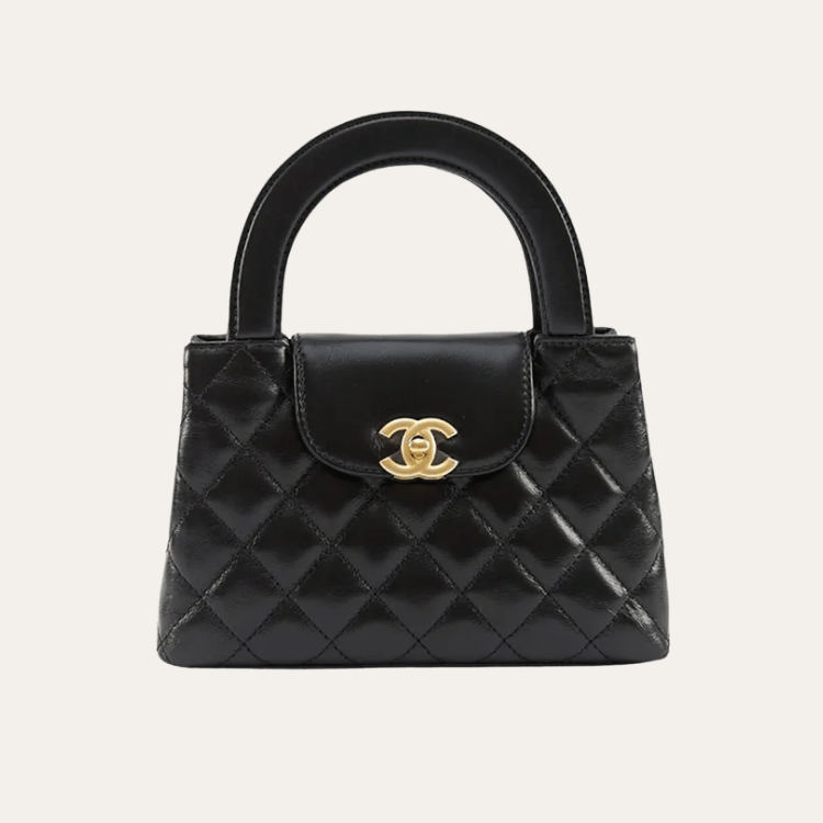 Chanel Mini Top Handle Flap Bag Black 8.3 Inches
