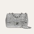 Chanel Classic Flap Bag Full Embellished Silver 7.9 Inches