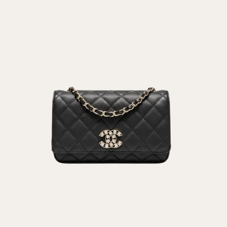 Chanel Flap Bag Woc (Wallet On Chain) Black 7.5 Inches