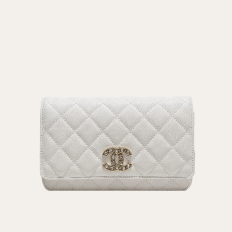 Chanel Flap Bag Woc (Wallet On Chain) White 7.5 Inches