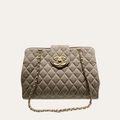 Chanel Vintage Style Shopping Bag Khaki 13.8 Inches
