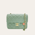 Chanel Mini Square Flap Bag Mint Green Charm Chain 7.5 Inches