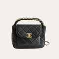 Chanel Messenger/Top Handle Flap Bag Black 8.3 Inches
