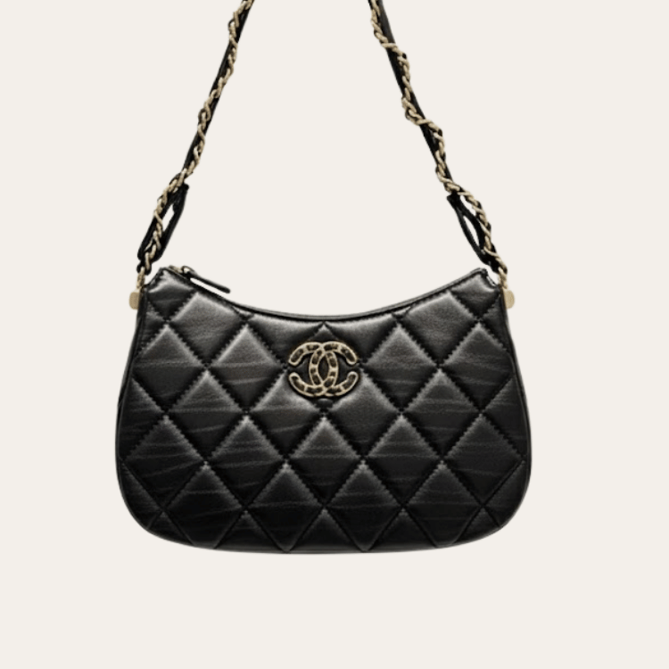 Chanel Woven Straw Tote Bag Black 15.0 Inches