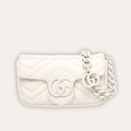 Gucci Gg Marmont Mini Chain Shoulder Bag White 6.3 Inches