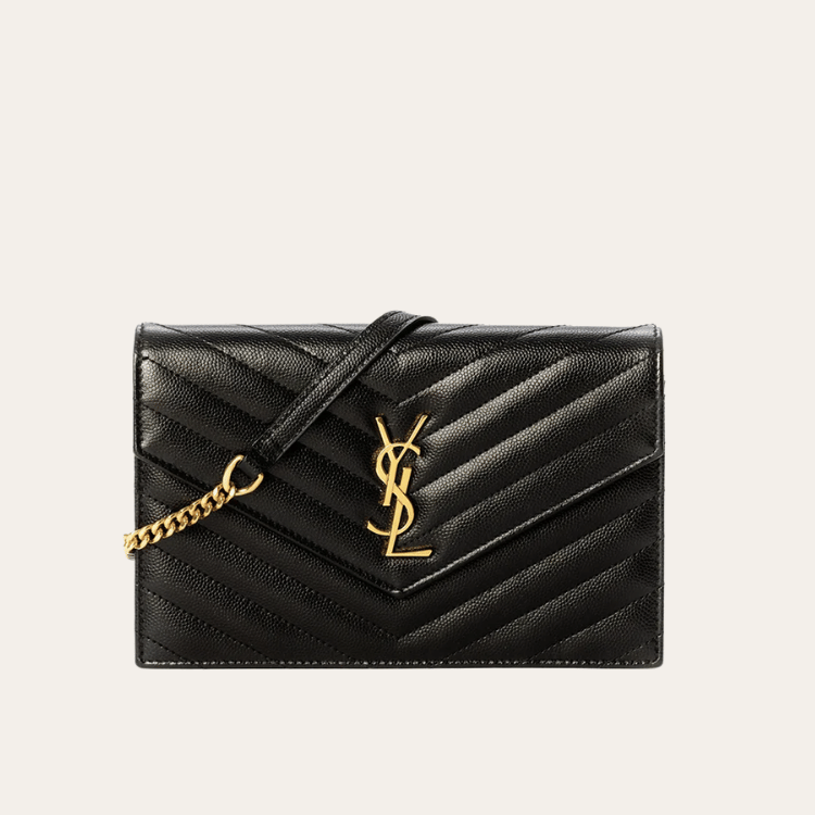 Saint Laurent Matelassé Envelope Bag Black 8.7 Inches