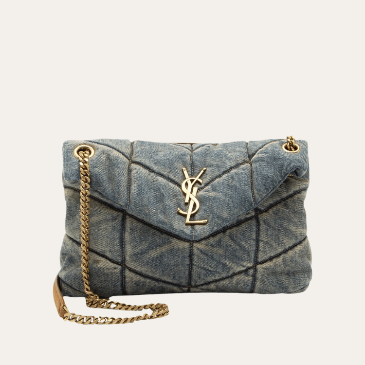 Saint Laurent Loulou Puffer Bag Denim 11.4 Inches