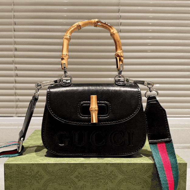 Gucci Bamboo 1947 Mini Top Handle Bag Black 7.1 Inches 786482 AADJQ 9589 ‎