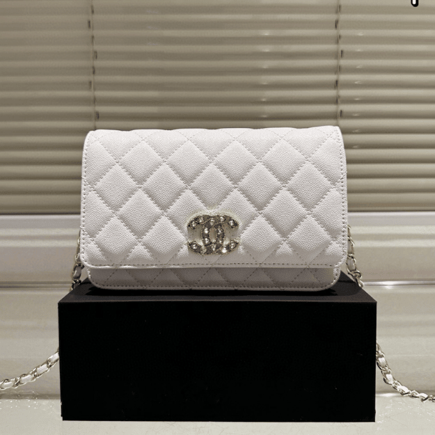 Chanel Flap Bag Woc (Wallet On Chain) White 7.5 Inches