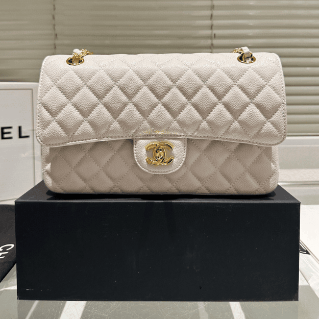 Chanel Classic Medium Flap Bag White 10.2 Inches