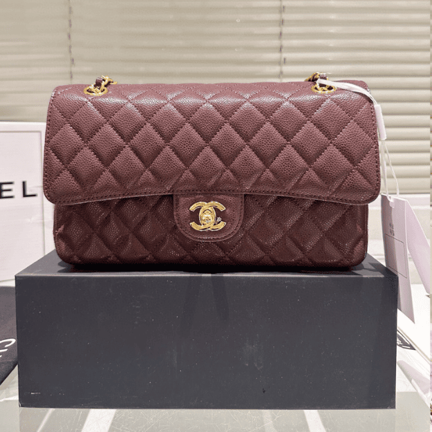 Chanel Classic Medium Flap Bag Plum 10.2 Inches