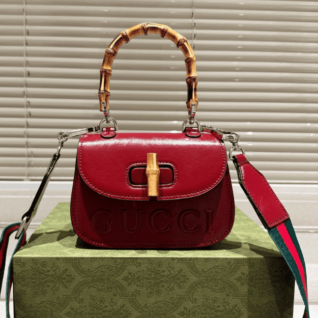 Gucci Bamboo 1947 Mini Top Handle Bag Red 7.1 Inches 786482 AADJQ 9589