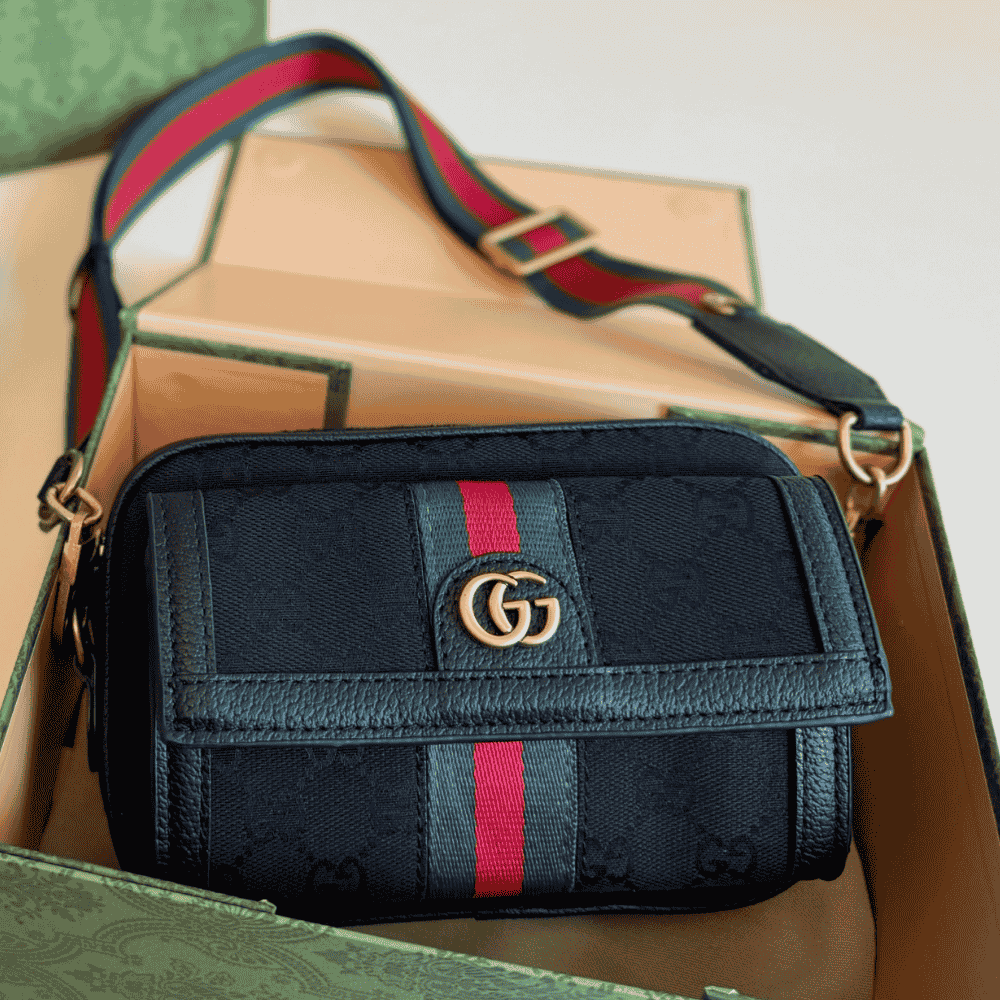Gucci Ophidia Mini Camera Bag Black 7.9 Inches