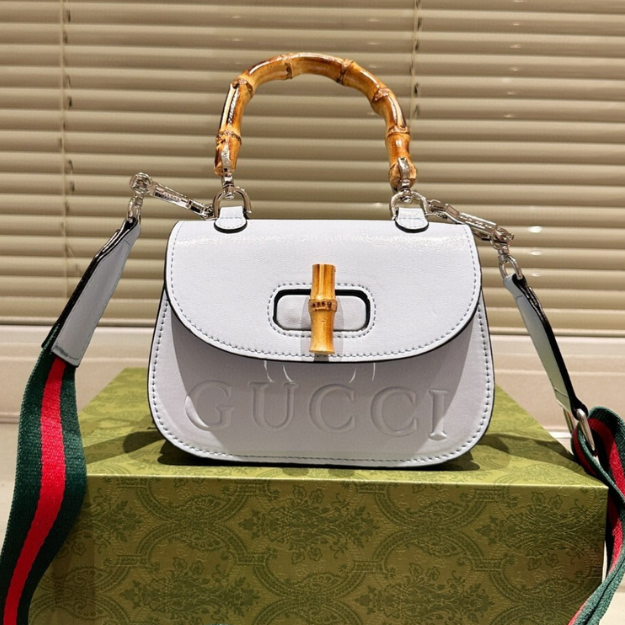 Gucci Bamboo 1947 Mini Top Handle Bag Light Blue 7.1 Inches 786482 AADJQ 9589 ‎