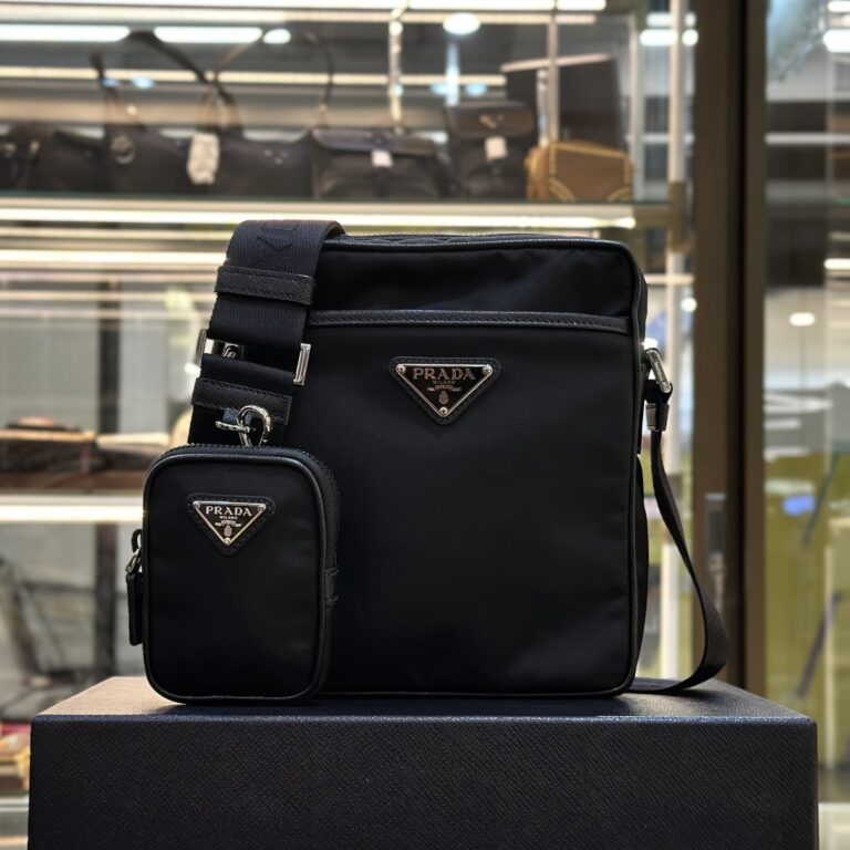 Prada Re Nylon And Saffiano Leather Shoulder Bag Black 6.7 Inches 2Vh112 2Dmh F0002 V Wop
