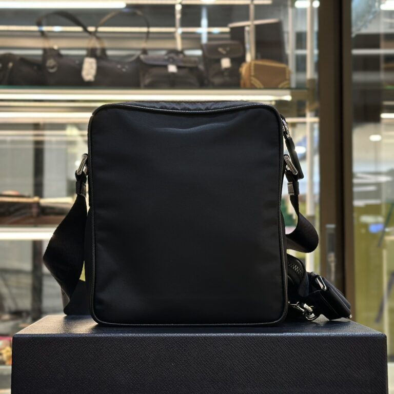Prada Re Nylon And Saffiano Leather Shoulder Bag Black 6.7 Inches 2Vh112 2Dmh F0002 V Wop