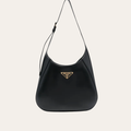 Prada Large Shoulder Bag With Topstitching Black 15.7 Inches 1Bc181 2Aix F0002 V Ooo