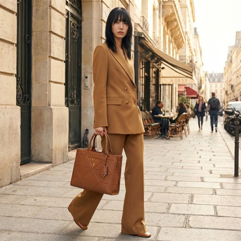 Prada Small Symbole Bag With Topstitching Caramel 11 Inches 1Ba379 Ask F03Oe V Oco