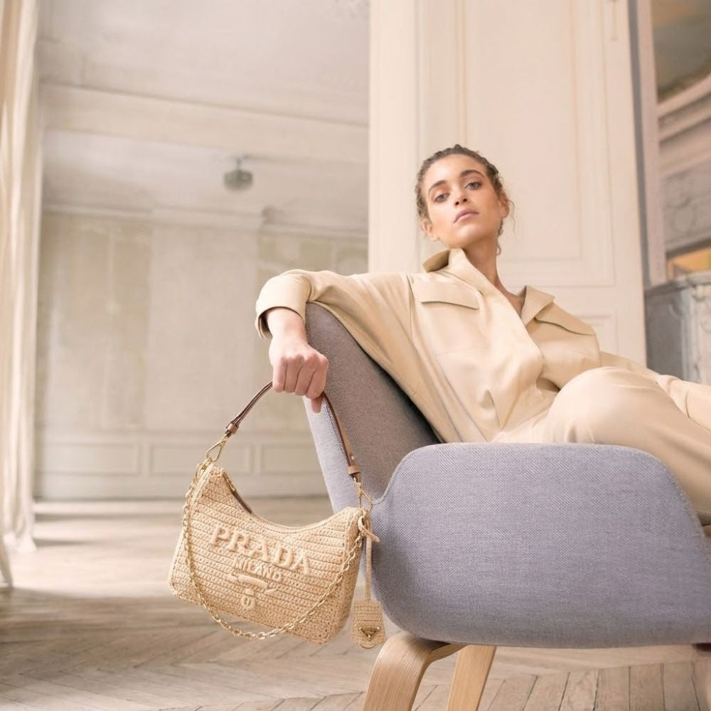 Prada Re Edition Crochet Bag Natural 8.7 Inches 1BC204 2M2T F0018 V JUO
