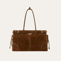Prada Bonnie Large Suede Handbag Cacao Brown 15 Inches 1Ba433 2C4S F0324 V Moo