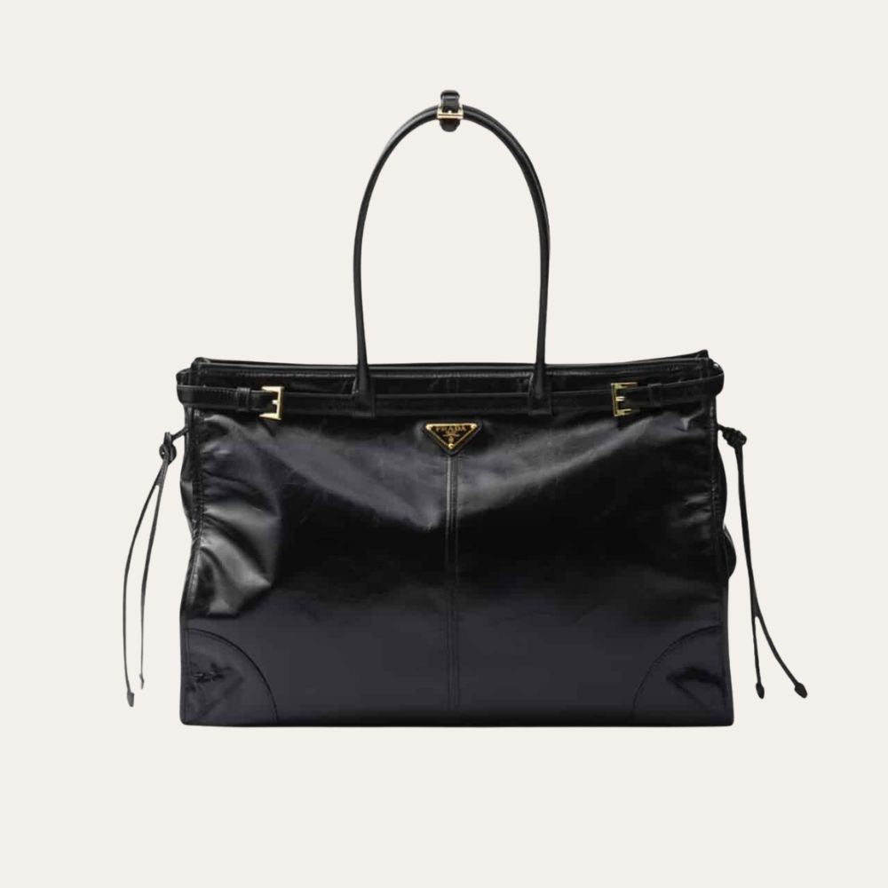 Prada Bonnie Extra Large Leather Handbag Black 42Cm 1BA439 2CYR F0002 V OOO