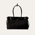 Prada Bonnie Large Suede Handbag Black 15 Inches 1Ba433 2C4S F0308 V Moo