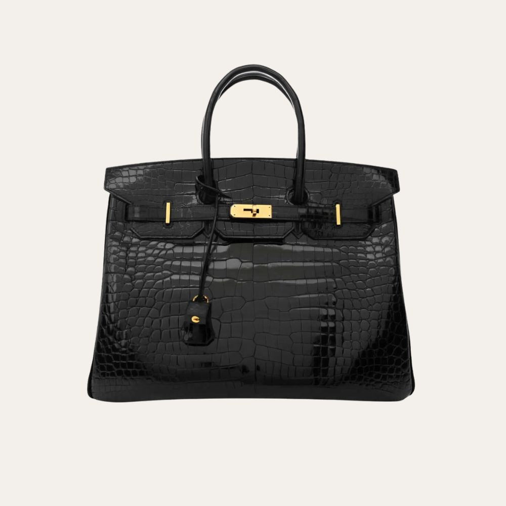 Hermes Birkin 30 Shiny Porosus Crocodile Black Noir 30Cm