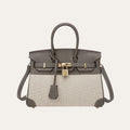 Hermes Birkin 25 Two Tone Toile Canvas Gold Hardware Grey 25Cm
