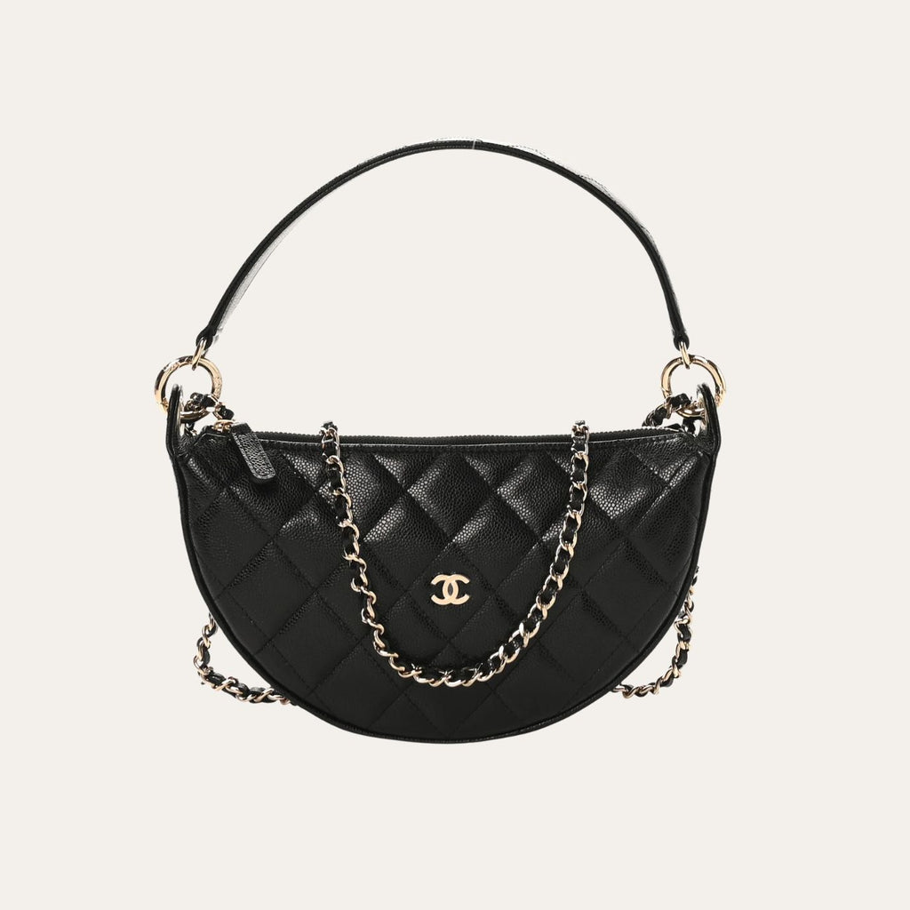 Chanel Quilted Chain Around Pouch Black 7.5 Inches